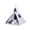 MEGA Tipitält uppsättning: Tipi tält Lekmatta Kuddar med dekorfjädrar Black stjärnor/black