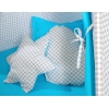 MEGA Tipitält uppsättning: Tipi tält Lekmatta Kuddar och dekorfjädrar- Grey checkered-turquoise