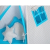 MEGA Tipitält uppsättning: Tipi tält Lekmatta Kuddar och dekorfjädrar- Grey checkered-turquoise