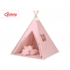 MEGA Tipitält uppsättning: Tipi tält Lekmatta Kuddar och dekorfjädrar - pastel rosa