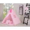 MEGA Tipitält uppsättning: Tipi tält Lekmatta Kuddar och dekorfjädrar- rosa