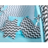 MEGA Tipitält uppsättning:Tipi tält Lekmatta Kuddar - Chevron black/blå