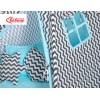 MEGA Tipitält uppsättning:Tipi tält Lekmatta Kuddar - Chevron black/blå