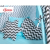 MEGA Tipitält uppsättning:Tipi tält Lekmatta Kuddar - Chevron black/blå