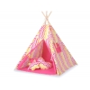 MEGA Tipitält uppsättning:Tipi tält Lekmatta Kuddar - Chevron pink-yellow