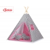 MEGA Tipitält uppsättning:Tipi tält Lekmatta Kuddar - Chevron Svart/rosa