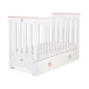 Spjälsäng 120x60cm vit/powder rosa med lådor MAXI