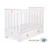 Spjälsäng 120x60cm vit/powder rosa med lådor MAXI