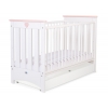 Spjälsäng 120x60cm vit/powder rosa med lådor STANDARD