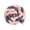 Spjälsängsskydd Fläta XXL- 360 cm beige-Antracit-pastel rosa