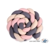Spjälsängsskydd Fläta XXL- 360 cm beige-Antracit-pastel rosa