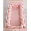 Spjälsängsskydd Fläta XXL- 360 cm pastel rosa