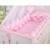 Spjälsängsskydd Fläta XXL- 360 cm rosa