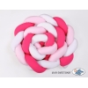 Spjälsängsskydd Fläta XXL- 360 cm vit-fuchsia-rosa