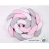 Spjälsängsskydd Fläta XXL- 360 cm vit-grå-rosa