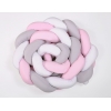Spjälsängsskydd Fläta XXL- 360 cm vit-grå-rosa