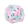Spjälsängsskydd Fläta XXL- 360 cm vit-pink-mynta