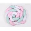 Spjälsängsskydd Fläta XXL- 360 cm vit-pink-mynta