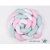 Spjälsängsskydd Fläta XXL- 360 cm vit-pink-mynta