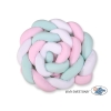 Spjälsängsskydd Fläta XXL- 360 cm vit-pink-mynta