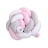 Spjälsängsskydd Knot Fläta Vit Grå Rosa