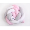 Spjälsängsskydd Knot Fläta Vit Grå Rosa