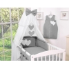 Stor myggnät till babysäng Chiffon hjärtan Antracit