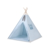 Tipi Lektält med lekmatta med dekorfjädrar blå