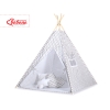 Tipi Lektält med lekmatta med dekorfjädrar Chevron grå