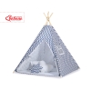 Tipi Lektält med lekmatta med dekorfjädrar Chevron marinblå
