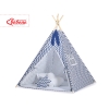 Tipi Lektält med lekmatta med dekorfjädrar Chevron marinblå