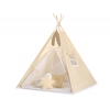 Tipi Lektält med lekmatta med dekorfjädrar Vita Prickar på beige