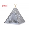 Tipi Lektält med lekmatta och dekorfjädrar- Chevron black
