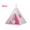 Tipi Lektält med lekmatta och dekorfjädrar- Grey checkered-rosa