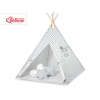 Tipi Lektält med lekmatta och dekorfjädrar -grey med Vita Prickar