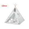 Tipi Lektält med lekmatta och dekorfjädrar -grey med Vita Prickar