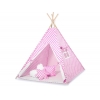 Tipi Lektält med lekmatta och dekorfjädrar- rosa med Vita Prickar