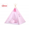 Tipi Lektält med lekmatta och dekorfjädrar- Vita Prickar på rosa