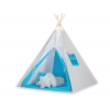 Tipi Lektält med Tipitält och dekorfjädrar- Grey checkered-turquoise