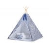 Tipi lektält och dekorfjädrar Chevron marinblå