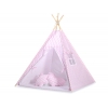 Tipi lektält och dekorfjädrar Chevron rosa