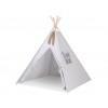Tipi lektält och dekorfjädrar grå