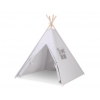 Tipi lektält och dekorfjädrar grå