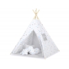 Tipi lektält och dekorfjädrar Grå-Blå stjärnor/grå