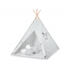Tipi lektält och dekorfjädrar grey med Vita Prickar
