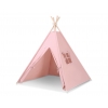 Tipi lektält och dekorfjädrar pastel rosa