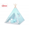 Tipi lektält och dekorfjädrar turquoise med Vita Prickar