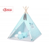 Tipi lektält och dekorfjädrar turquoise med Vita Prickar