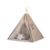 Tipi lektält och dekorfjädrar Vita Prickar på brown/beige ränder