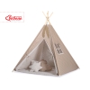 Tipi lektält och dekorfjädrar Vita Prickar på brown/beige ränder